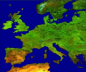 Imagen SPOT del continente europeo con el sensor Vegetation